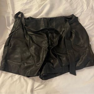 Black leather shorts